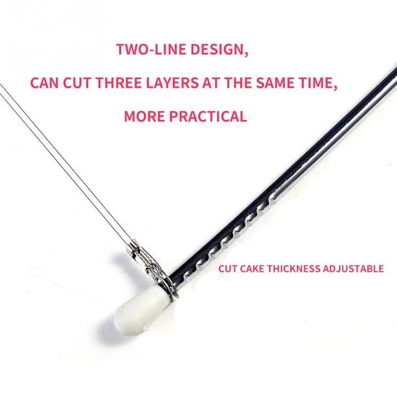 Double Line Cake Cut Slicer Kitchen Cooking Tool Cake Cutter Adjustable Stainless Steel Device Cake Decorating Baking Accessorie