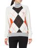 Argyle Turtleneck Sporty and Stylish for White Multi Women's Sweater, Golf, MGWWJL04,