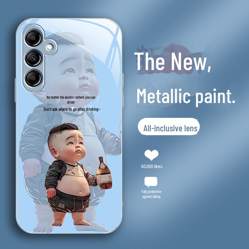 Защитный чехол из жидкого стекла для Samsung A34, A14, A20, A51, A32, S12 — полный комплект защиты от падений — мультяшный дизайн — идеально подходит для мужчин.