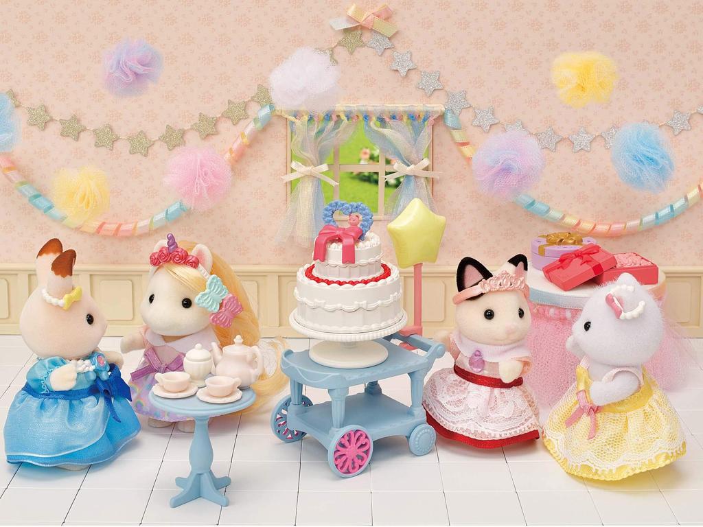Sylvanian Families Set Party Cat ST Mark Сертификация для детей от 3 лет и старше Игрушечный кукольный домик Sylvanian Families EPOCH Кукла/Мебель [Sweet Set-Charcoal