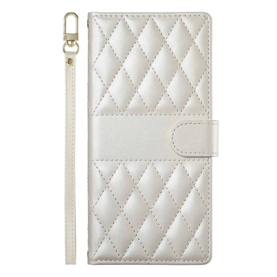 Premium PU Leather Diamond Quilted Phone Case with Photo Frame & Cash Pocket for Xiaomi/Redmi/Honor Detachable Wristband Strap Shockproof Case Cover