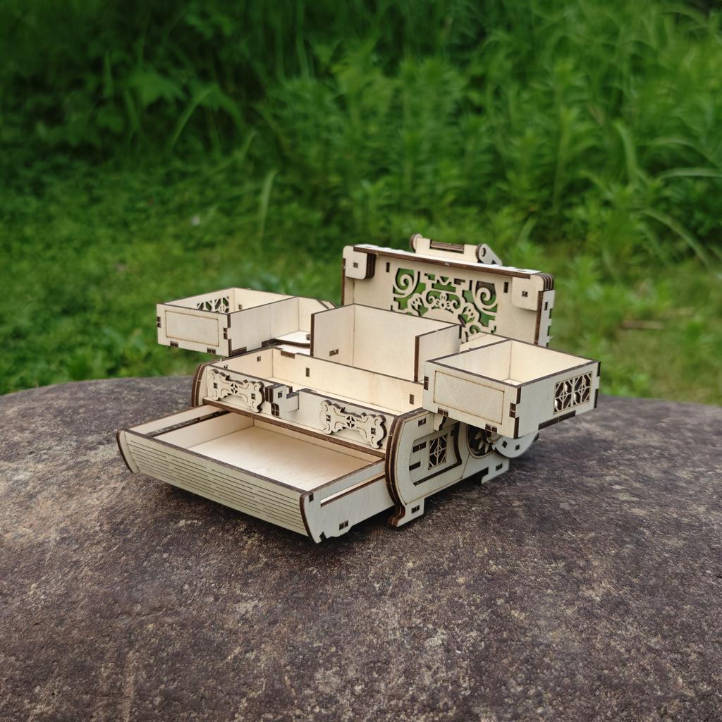 Сделай сам 3D Шкатулка с сокровищами Деревянная игра-головоломка Сборка Подарок Подарок Взрослый Строительный блок Шкатулка для драгоценностей