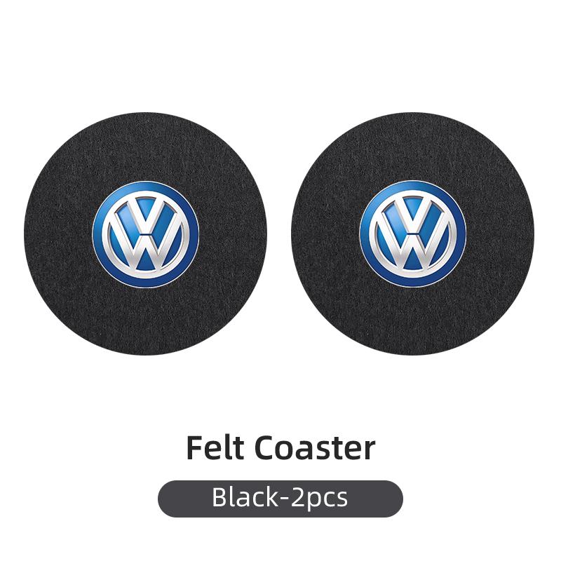 DOG1 2PCS Car Felt Material Coasters Water Cup Holder Mat Trimmmable For VW Scirocco Jetta Beetle B5 Passat Polo Tiguan Sharan Touran