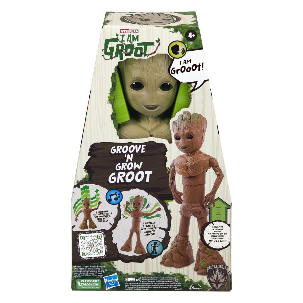 Marvel I Am Groot Groove & Glow Groot, 13.5-inch (34.3cm) Interactive Action Figure with Music & Sound, Superhero Toy, Ages 4+, F8027, Authentic