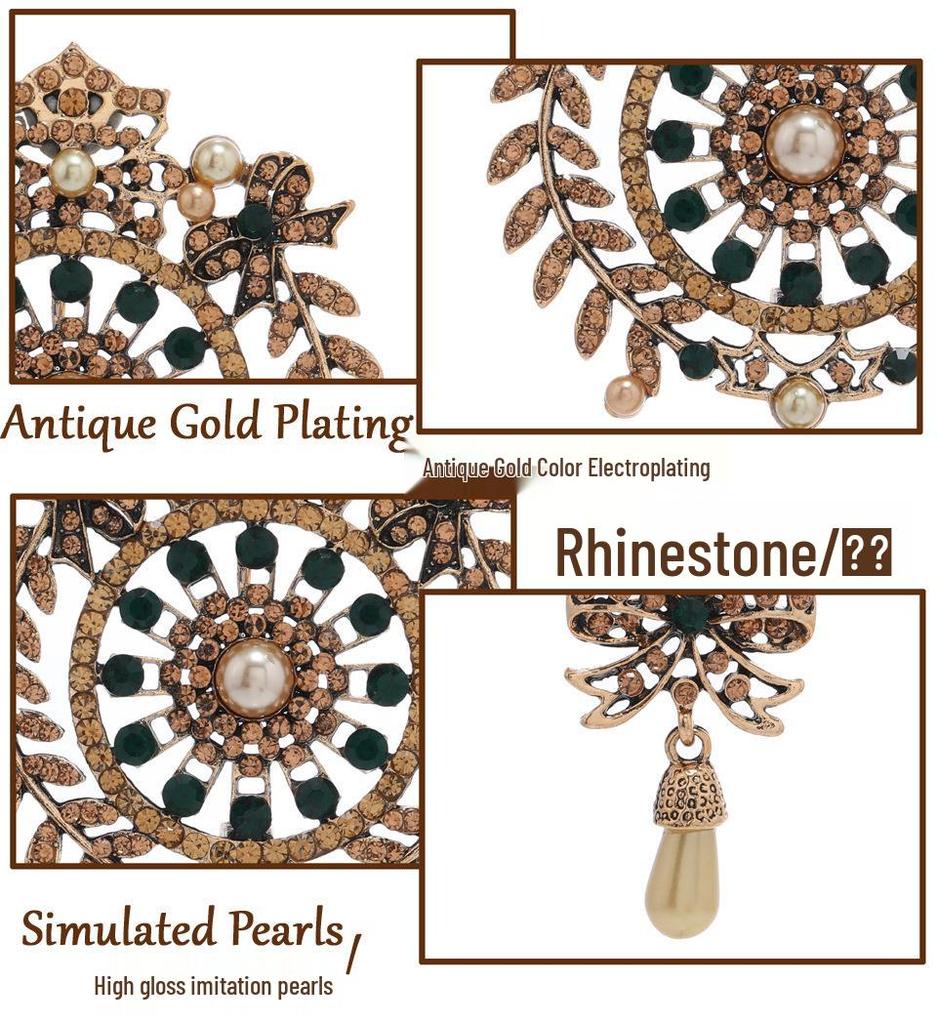 Винтажная брошь-булавка в стиле барокко с бантом и стразами