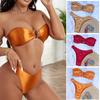 2 шт./комплект женский летний комплект бикини с открытыми плечами без бретелек атласный эластичный быстрый