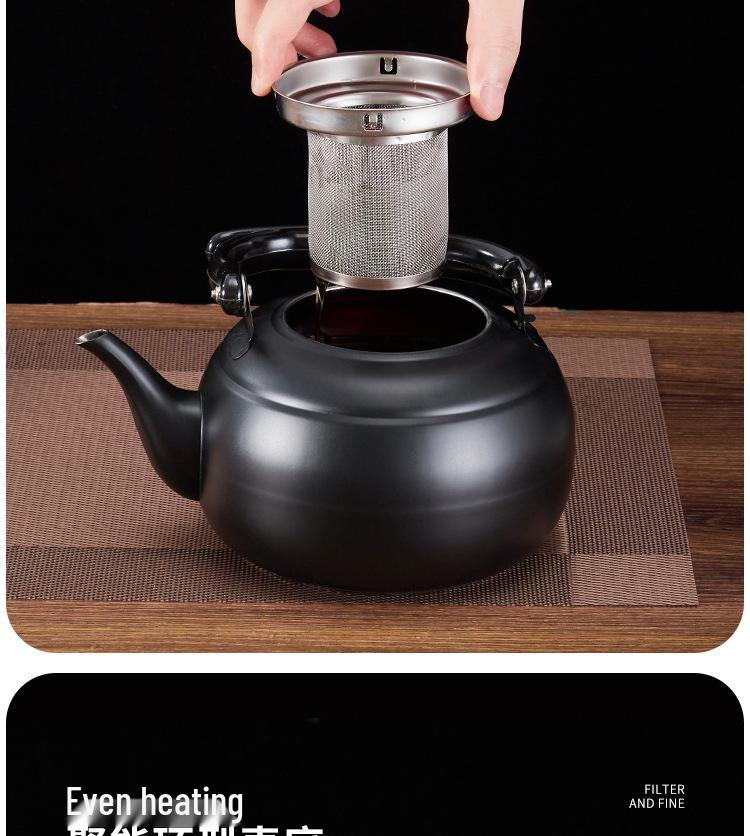 Утолщенный черный классический чайник из нержавеющей стали для ресторана и отеля, подходит для индукционных плит, маленький чайник для чайной церемонии.