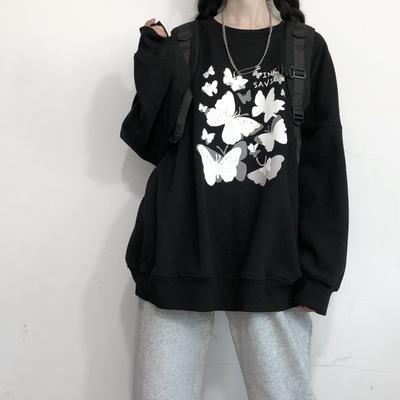 Женская толстовка Y2k Butterfly Cute Animal Sweatshirt Nature Lovers Autumn New Fashion Gothic Unisex с круглым вырезом