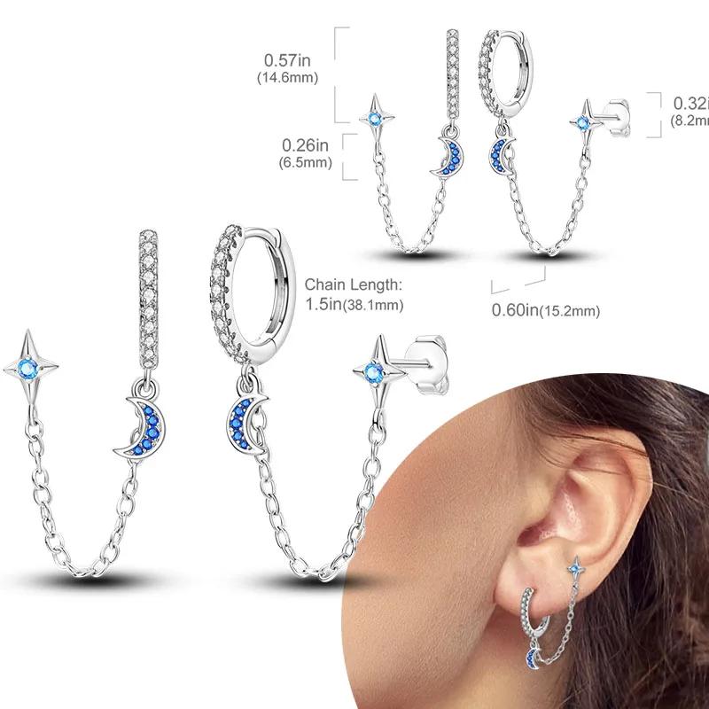 925 Sterling Silver Hoops Earrings Hypoallergenic Hoops Earrings with Zirconia Fashion High Quality Jewelry for Women Girls