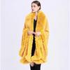 Oversize Winter Big Faux Fox Fur Neck Plus Size Poncho Out Streetwear Women Cloak Pashmina Batwing Sleeves Shawl Coat