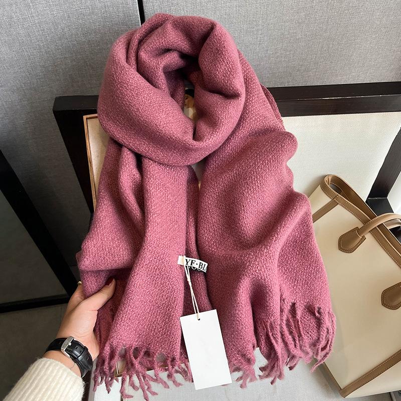2023 New Fashionable Double Sided Imitation Cashmere Scarf, Warm Scarf for Autumn and Winter, Solid Color Couple Dual Use Shawl