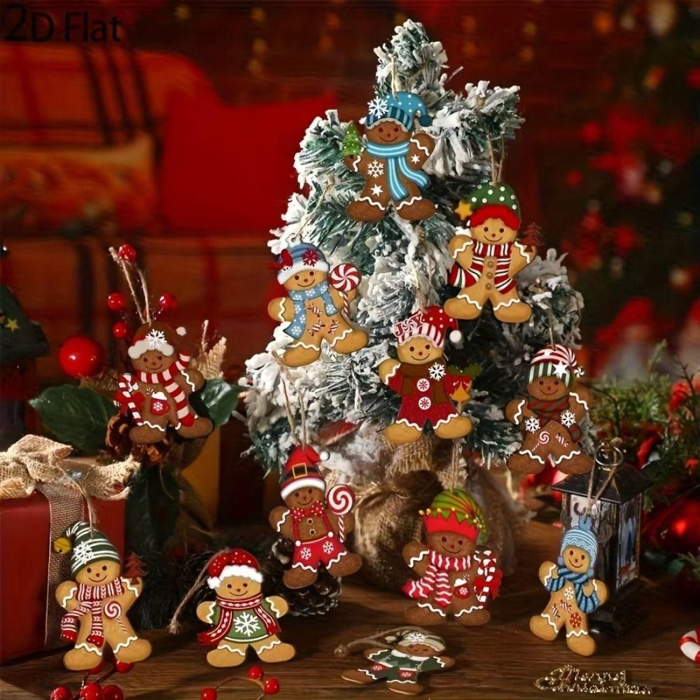 12/24/36 шт. Милые пряничные человечки Украшения Рождество DIY Мультяшные Подвески на елку Деревянные Современные поделки Рождественские украшения