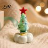 Handcrafted Holiday Table Decor Handmade Glass Christmas Tree Ornament with Star Top And Colorful Bead Details Festive Photo Props Desktop