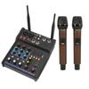 4 Channel Small Bluetooth Stereo Mixer with 2 Wireless Microphones Family Stereo Processor for Live Streaming