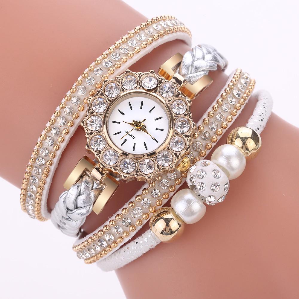 Women Fashion Quartz Wrist Vintage Weave Wrap Watch Bracelet