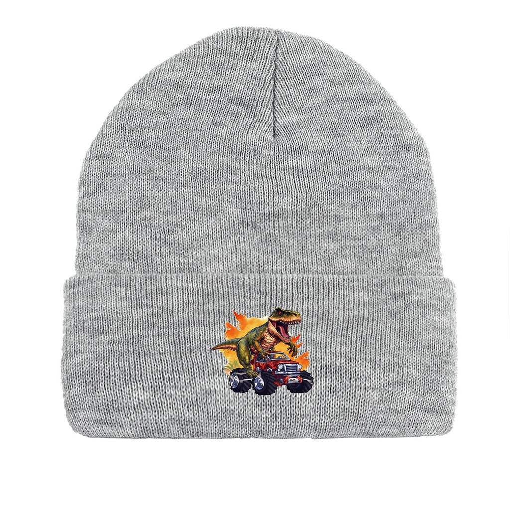 Dinosaur Monster Truck Warm Knit Hat Beanie, Animal Man Cap Elastic Lightweight Hip Hop Bobble Hat Knitted Cap Beanie
