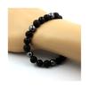 Pierres et Minéraux. Bracelet Perles Obsidienne noire + Onyx noir mat + Lave + Hématite 8 Fabriqué en France.