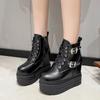 Женские ботильоны на высокой платформе, осенние, в готическом стиле, кожаные туфли с пряжкой, панк, мотоциклетные ботинки, с круглым носком, массивные кроссовки