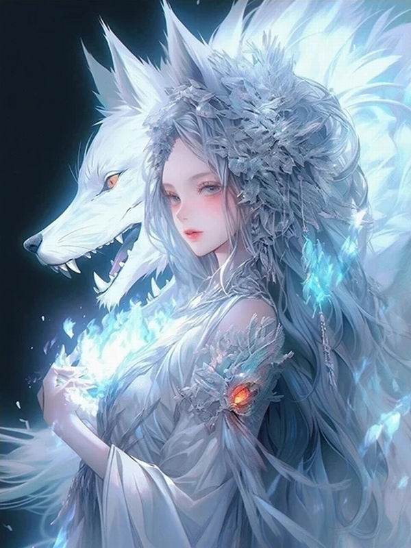 Diamond Painting New Collection Nine Tailed Fox Woman Diy Full Square Round Drill Rhinestone Embroidery Cartoon Elf Animals Mosaic Cross Stitch Kits