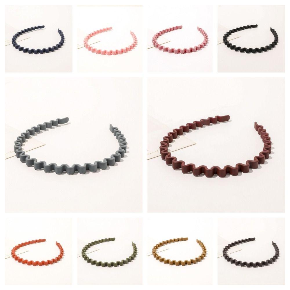 Solid Color Teeth Wave Hair Hoop Headdress Non-slip Hairband Teeth Matte Hair Hoop Outdoor