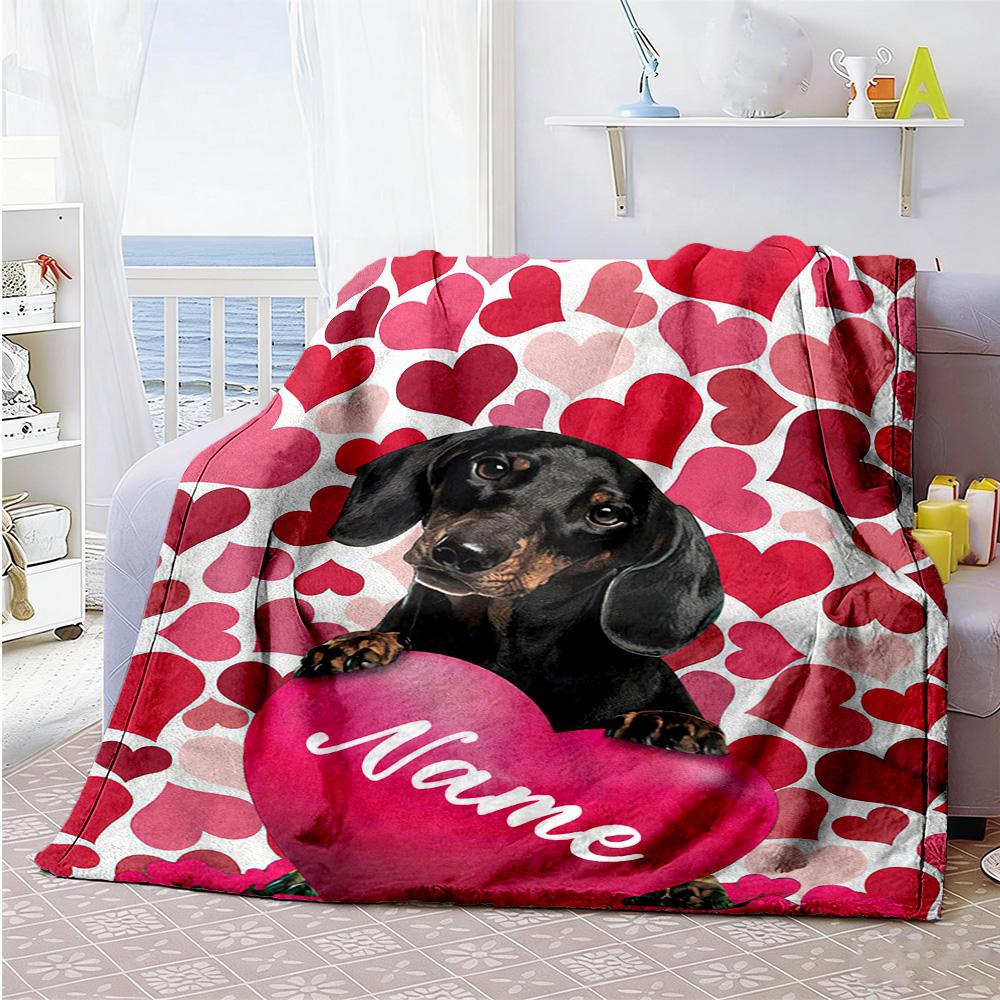 Puppy Customize Your Name Blanket Throw Customizable Blanket Comfortable Throw For Office Chair Couch Livingroom Office All-Season Use