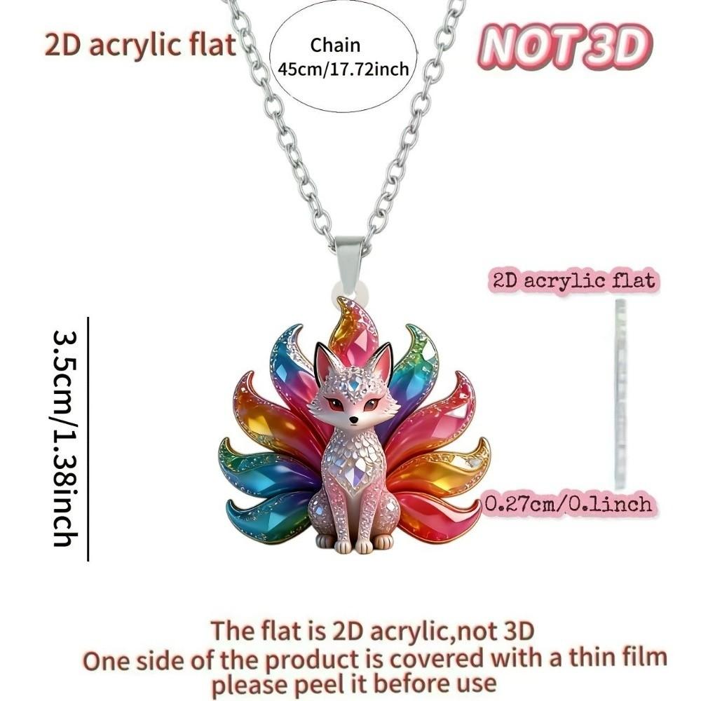 Colourful Shining Fox Pendant Necklace Chinese Style Women Jewelry Women Daily Wear