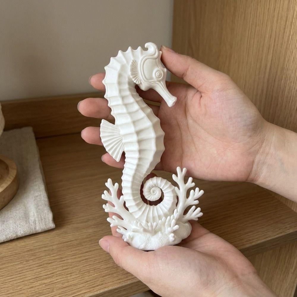 2PCS Minimalist Coral Base Seahorse Statue Double Seahorse Seahorse Table Decor  Gift Giving