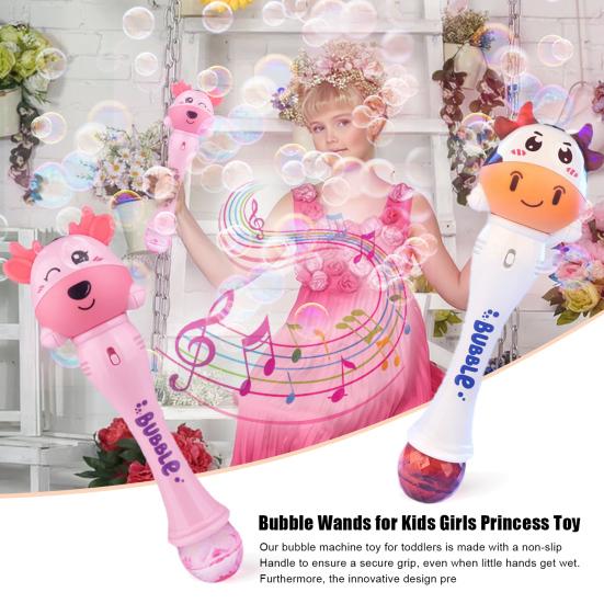 Cartoon Animal Bubble Maker Wand with Sound Light Cow Deer Shape
