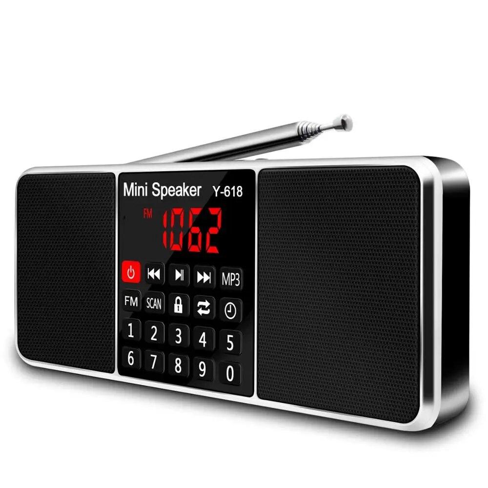 Цифровой FM-радиоприемник, динамик, стерео MP3-плеер, поддержка TF-карты, USB-накопитель, светодиодный дисплей, время выключения, портативные радиоприемники