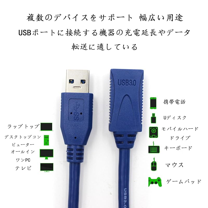Удлинительный кабель usb 5 Гбит/с высокоскоростная передача данных удлинительный кабель usb3.0 USB A (мужской) - К (женский пол) USB-кабель, мягкая мышь, клавиатура и т. д.. (синий, 1М)
