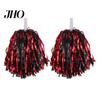 Fluffy Pom Poms 2Pcs Cheerleader Metallic Foil Exquisite Workmanship Hand Flowers with Handle for Sports Competitions Celebrations Durable Accessories
