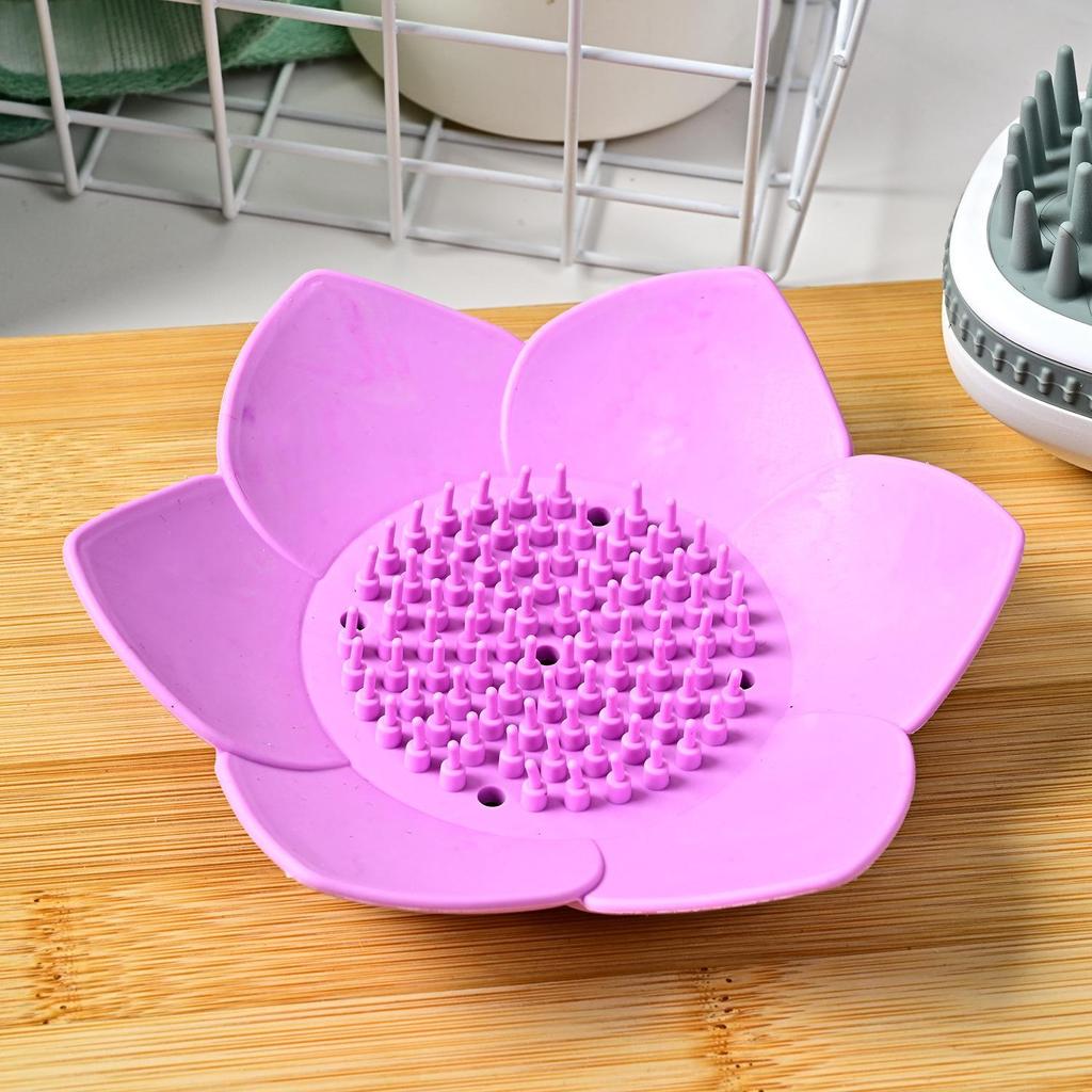 Силиконовая мыльница Lotus со сливом – Портативная полка для мыла в ванной