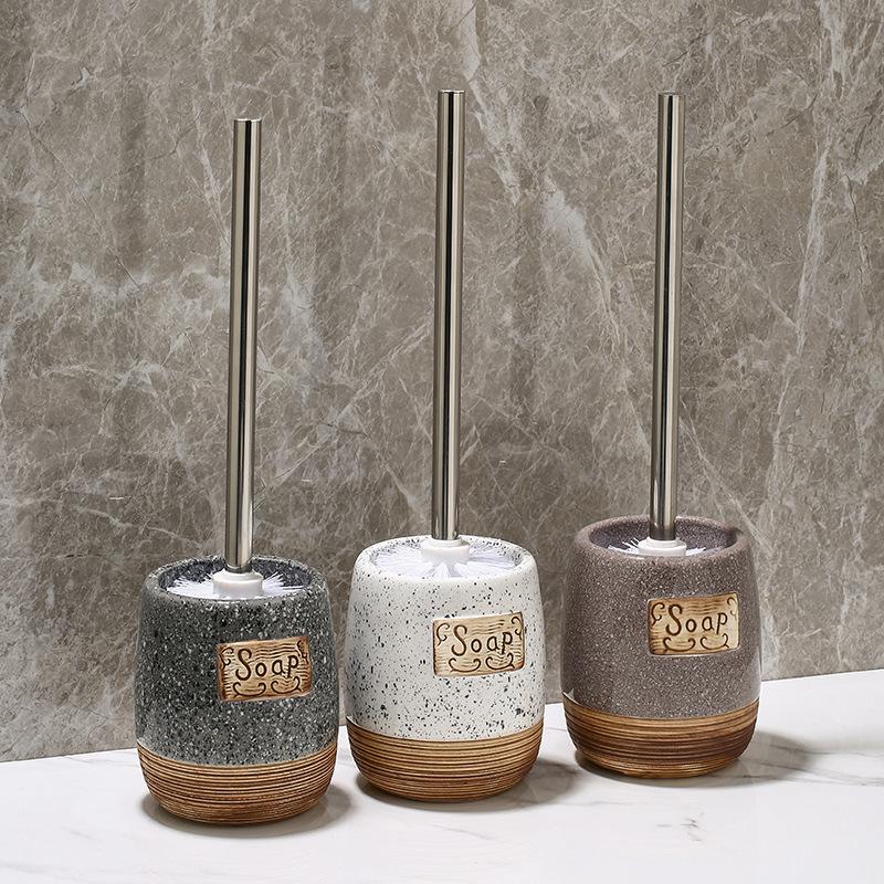 Туалетная щетка с длинной ручкой и керамическим держателем, съемная мягкая щетина для глубокой очистки