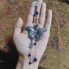 Thai  Butterfly Button Pendant Exquisitely Carved Original Design Ethnic Style Pressed Lapel Blue Tassel Hanfu Jewelry