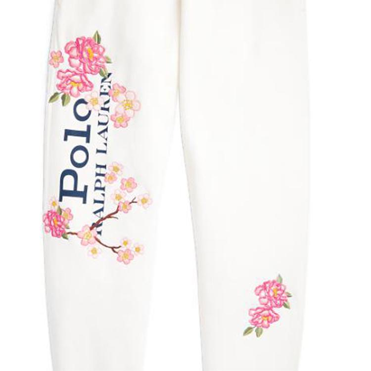 Polo Ralph Lauren SS23 Лунная Серия Цветочный Логотип-Буква Принт Флисовый Вязаный Спортивные Штаны Женские Низ Белый WMPOPNTNBQ20148-100