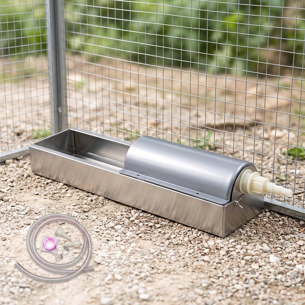 Chicken Waterer with Buoyant Regulator Valve Automatic Drinker Stainless