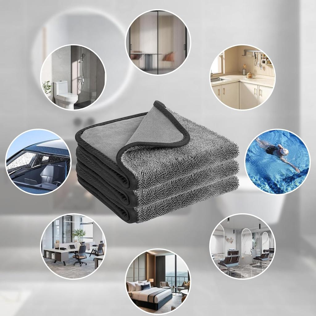 Shiny Wipes Shower Cleaning Cloths, 3pcs Shiny Bath Drying Towel, Super Absorbent Microfiber Bath Towels, Fast Drying Shower Towels, Microfiber