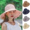 Women's Wide Brim Straw Hat Summer Beach Sun Hat Foldable Lady
