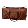 Large Mens Vintage Genuine Leather Flap Duffel Carry On Weekender Travel Bag