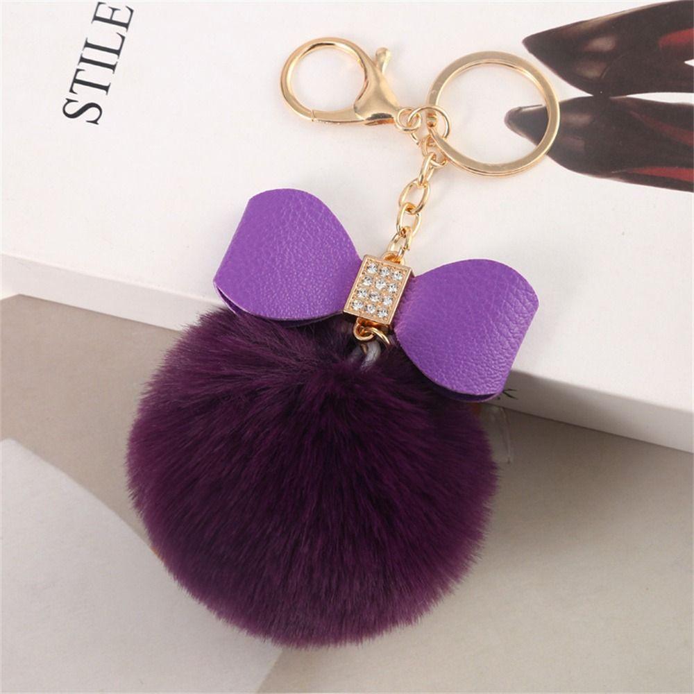 Брелок-бантик, пушистый шарик, брелки из ПУ кожи и меха, брелок-помпон, мотоциклетная безделушка