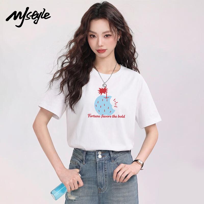 Женская футболка MJ STYLE из чистого хлопка с круглым вырезом и коротким рукавом