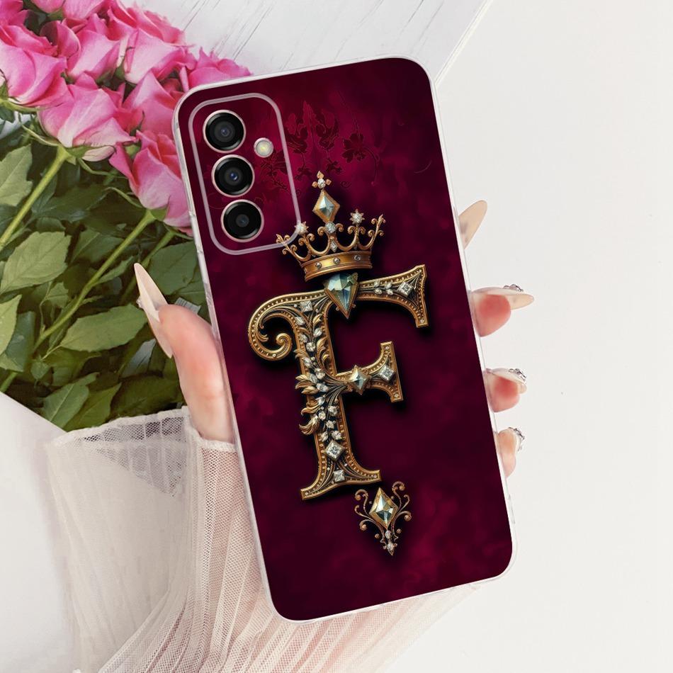 For Samsung Galaxy M23 F23 Royal Crown Initial Letter Couple Phone Case For Samsung F23 M23 5G Soft Silicone TPU Covers Bumpers