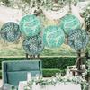 Chinese Japanese Paper Lanterns Green Olive Leaf Hanging Lanterns for Boho Wedding Birthday