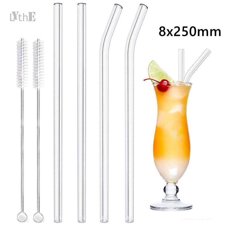 25 см стеклянные трубочки для смузи длиной 10" X 8 мм многоразовые прозрачные питьевые трубочки для смузи молочных коктейлей бара коктейльная посуда