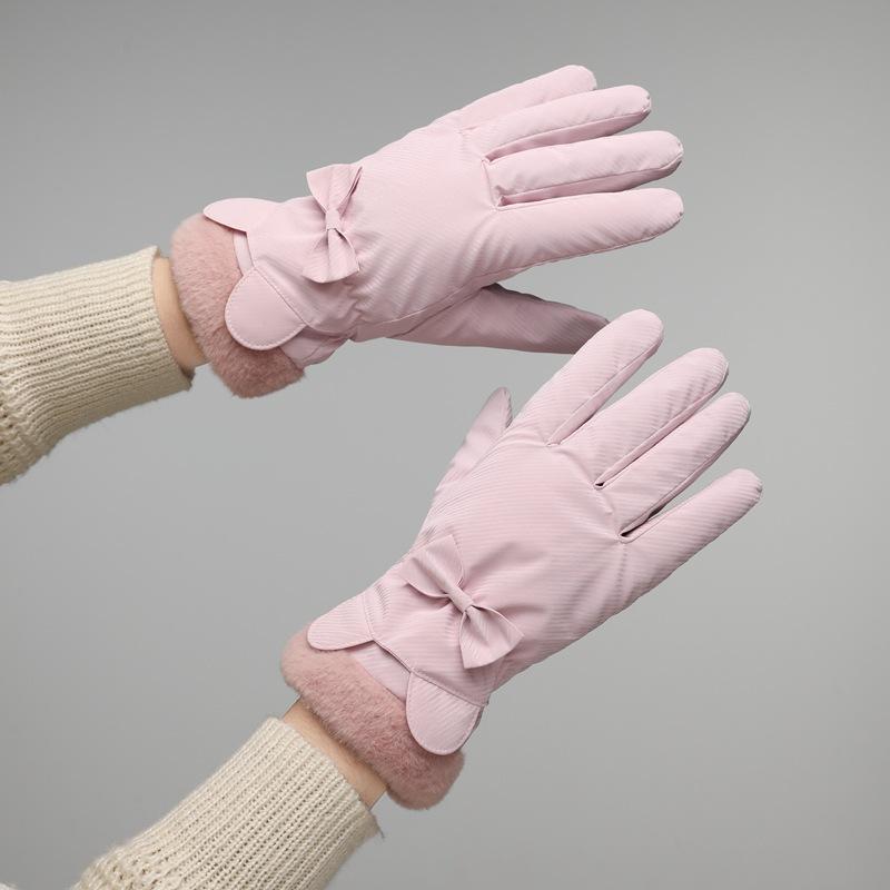 Winter Plus Fleece Gloves New Style for Women Riding and Driving Windproof Cold Warm Touch Screen Cute Korean Style Student Riding Bike