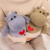 Cute Hippo Plush Toy Hippo With Love Heart Lifelike Ants Plush Doll Soft Stuffed Animal Doll Boys Girls Birthday Holiday Gift