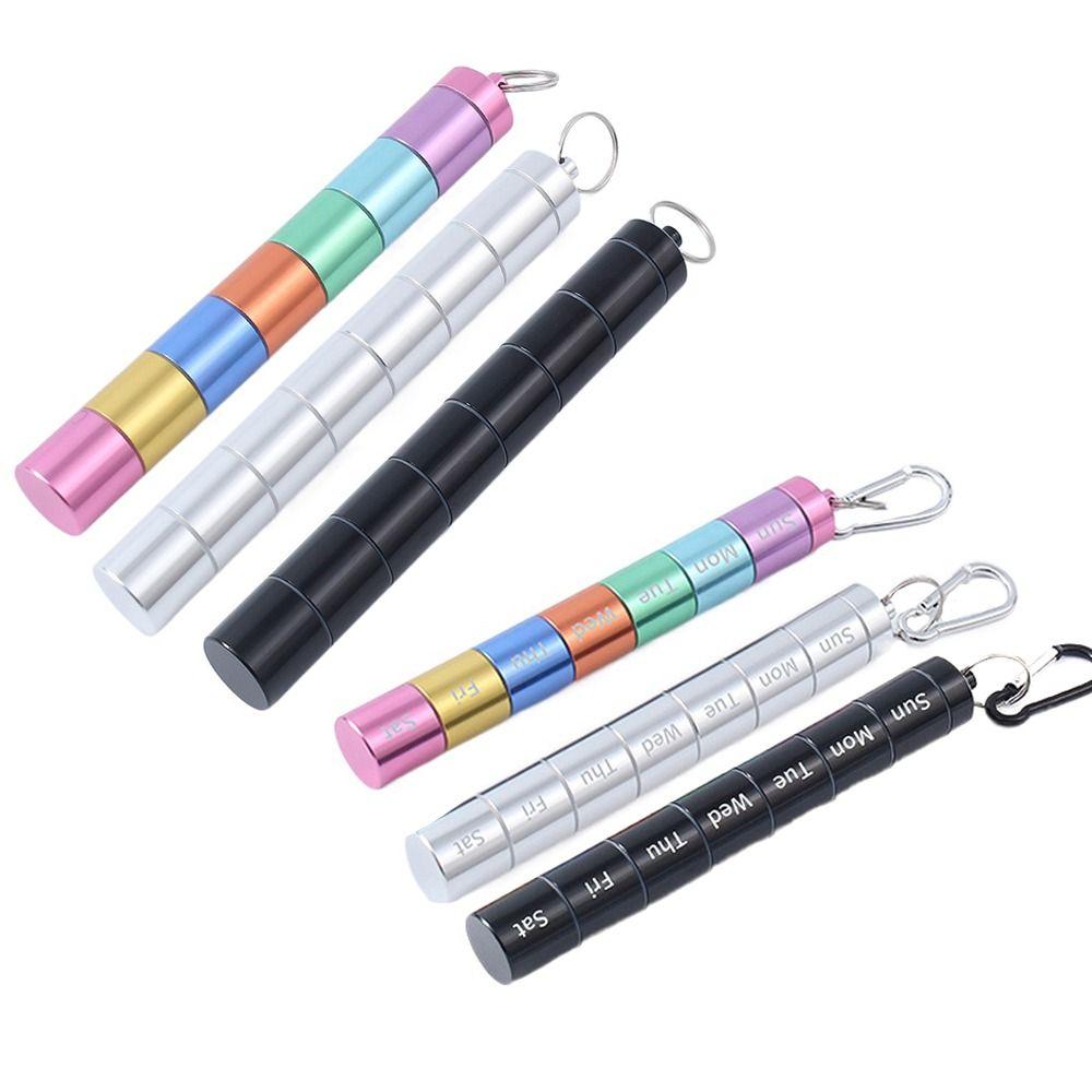 Складывающийся еженедельный контейнер для таблеток Компактный мини-металлический контейнер для таблеток Слайд 7-дневный контейнер для таблеток