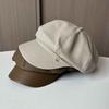 Весенне-осенняя шляпа женская новая восьмиугольная шляпа из ПУ-кожи для большого обхвата головы, делающая лицо меньше, с козырьком, ретро-темперамент, шляпа художника, модная