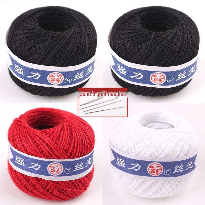 Утолщенная хлопковая нить Игла для квилтинга для рукоделия: Красное постельное белье, Белый винтажный шарик для штопки