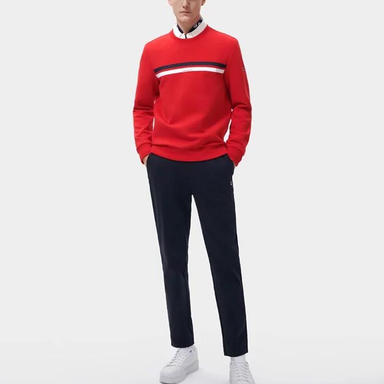 Fila Modern Heritage Striped Print Crew Neck Pullover Sweatshirt Men Sweatshirt Red F11M311209FRD